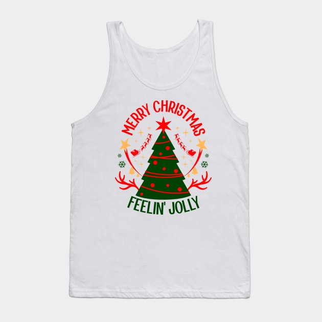 Merry Christmas Feeling Jolly Xmas Retro Vibe Style Ugly Sweater Tank Top by Just Gotta Look